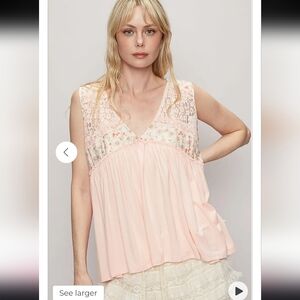 POL Pink Floral Lace Women's Blouse